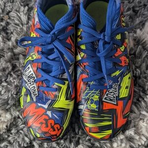 Adidas Kids Messi Graphic Soccer Shoes - Blue and Red